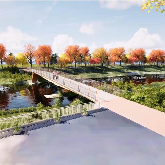Details wie das Geländer-Design können sich noch ändern. Aber so ungefähr soll der Ersatz-Neubau für den Römersteg im Enzauenpar