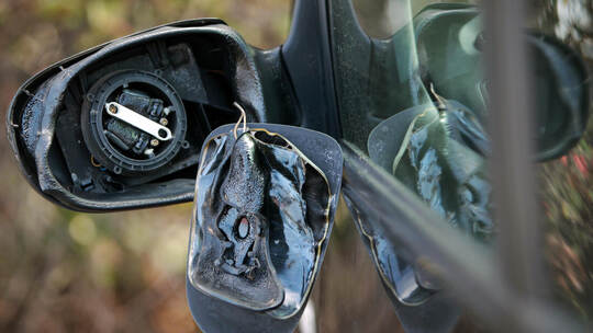 Ein Unbekannter hat in Pforzheim - wie auf dem Symbolbild - 53 Außenspiegel von Autos beschädigt. Foto: Fredrik von Erichsen/dpa Explosion in Ludwigshafen